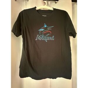 Miami Marlins MLB T-Shirt Baseball‎ Graphic Tee Black XL-EG-TG 18/20